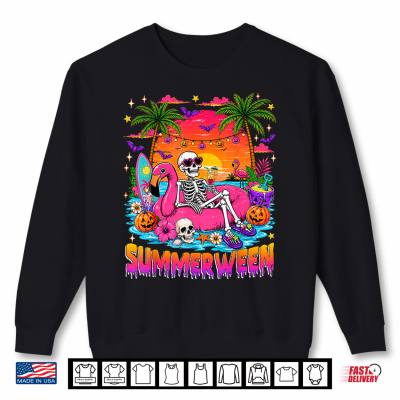 Sweatshirt Summerween Skeleton Halloween Summer Floral Women Girl Kids Shirt
