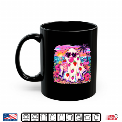 Mug Summerween Ghost Strawberry Halloween Tropical Girl Women Shirt