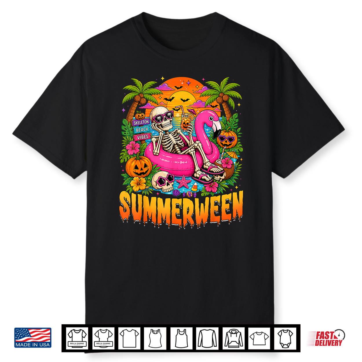 Summerween Spooky Summer Skeleton Halloween Beach Vacation Shirt Summerween Spooky Summer Skeleton Halloween Beach Vacation Shirt