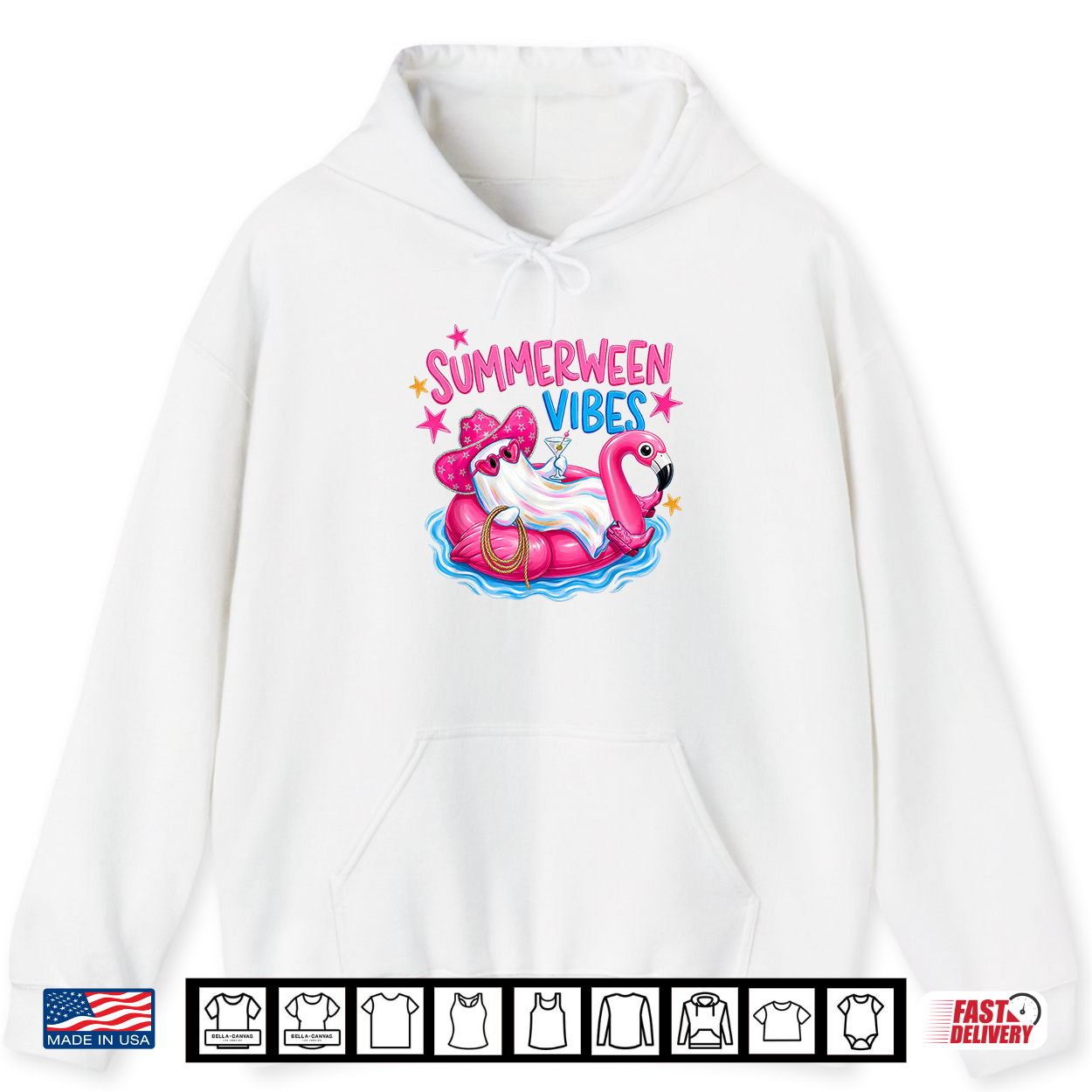 Summerween Vibes Funny Ghost Halloween Summer Flamigo Float Shirt Summerween Vibes Funny Ghost Halloween Summer Flamigo Float Shirt