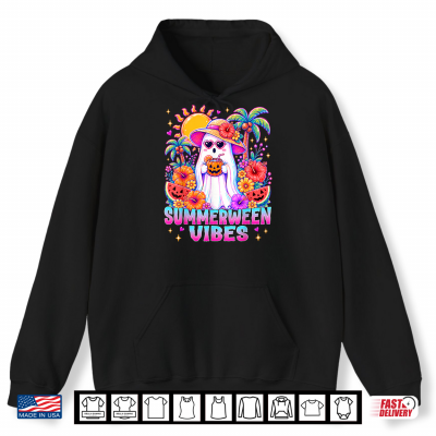 Hoodie Summerween Vibes Spooky Ghost Pumpkins Halloween Women Girls Shirt