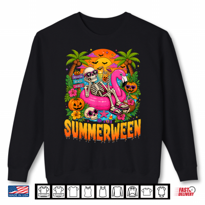 Summerween Spooky Summer Skeleton Halloween Beach Vacation Shirt 2 Sweatshirt Summerween Spooky Summer Skeleton Halloween Beach Vacation Shirt