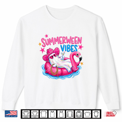 Summerween Vibes Funny Ghost Halloween Summer Flamigo Float Shirt 2 Sweatshirt Summerween Vibes Funny Ghost Halloween Summer Flamigo Float Shirt