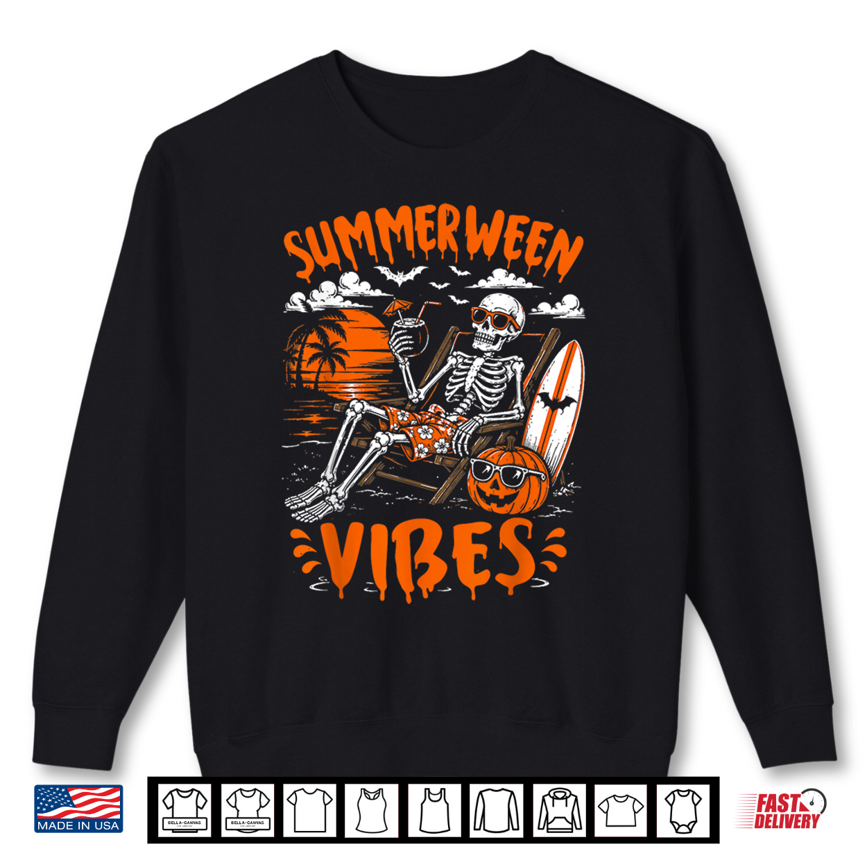 Summerween Vibes Skeleton Relaxing Beach Pumpkin Halloween Shirt Summerween Vibes Skeleton Relaxing Beach Pumpkin Halloween Shirt
