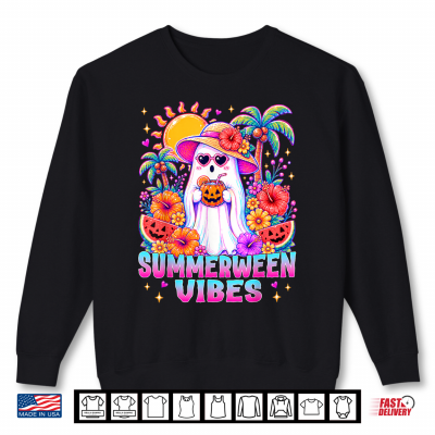 Sweatshirt Summerween Vibes Spooky Ghost Pumpkins Halloween Women Girls Shirt
