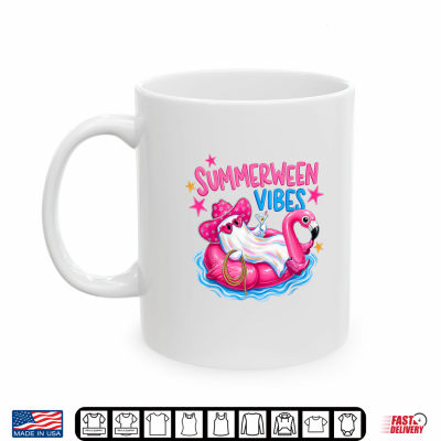 Summerween Vibes Funny Ghost Halloween Summer Flamigo Float Shirt 3 Mug Summerween Vibes Funny Ghost Halloween Summer Flamigo Float Shirt