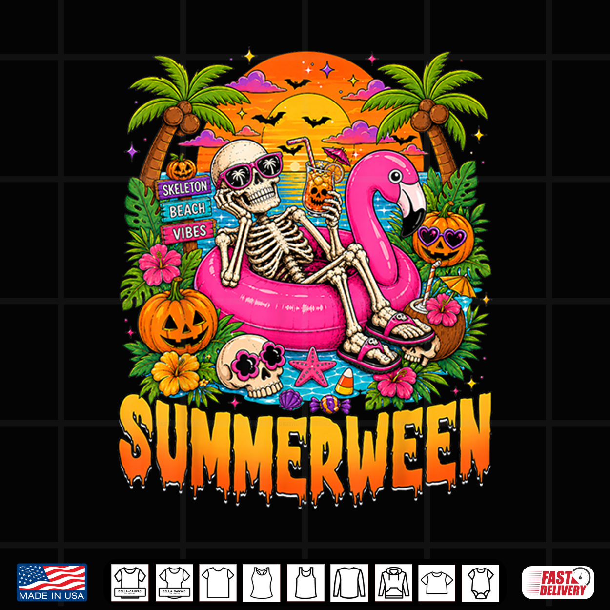 Summerween Spooky Summer Skeleton Halloween Beach Vacation Shirt Summerween Spooky Summer Skeleton Halloween Beach Vacation Shirt