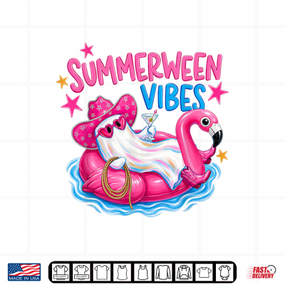 Summerween Vibes Funny Ghost Halloween Summer Flamigo Float Shirt 4 Design Summerween Vibes Funny Ghost Halloween Summer Flamigo Float Shirt