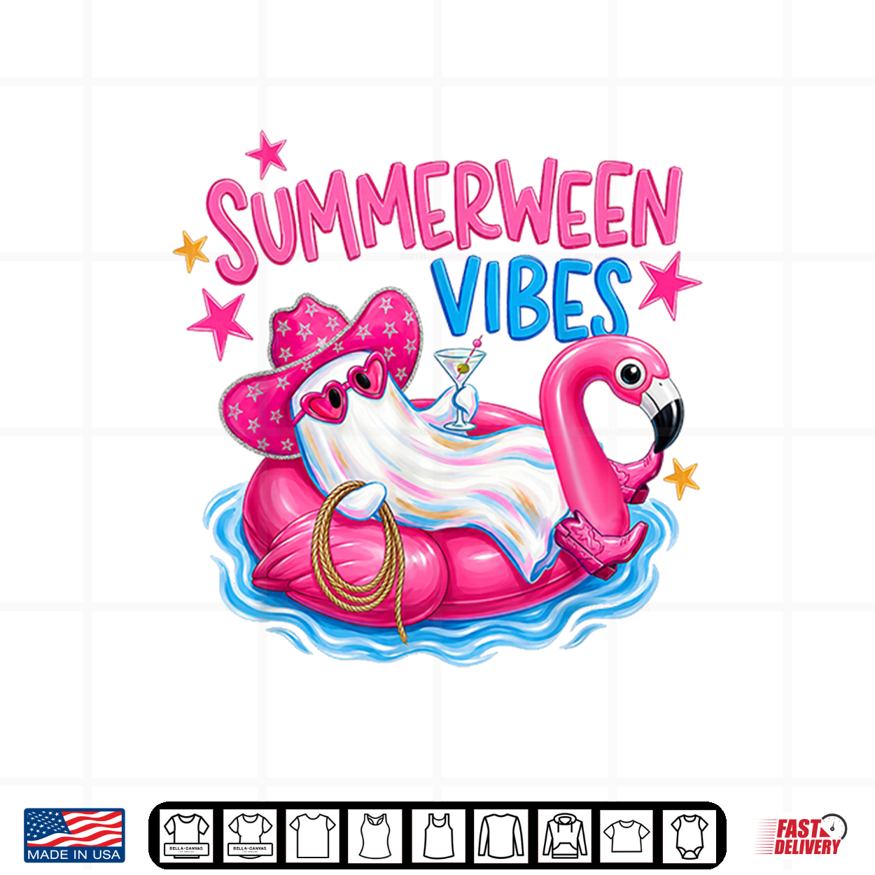 Summerween Vibes Funny Ghost Halloween Summer Flamigo Float Shirt Summerween Vibes Funny Ghost Halloween Summer Flamigo Float Shirt