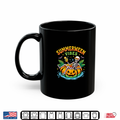 Summerween Vibes Spooky Summer Halloween Skeleton Pool Float Shirt 3 Mug Summerween Vibes Spooky Summer Halloween Skeleton Pool Float Shirt