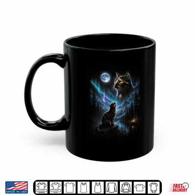 Mug Tortoiseshell Cat Howling at Moon Vintage Cat Halloween Shirt