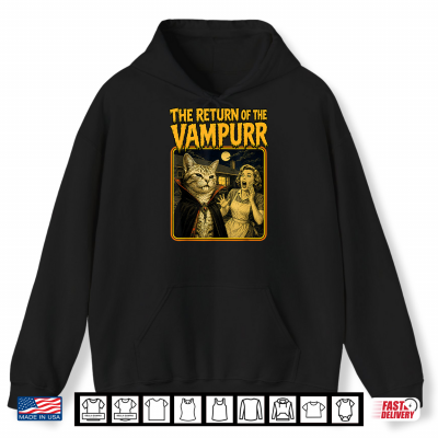Hoodie Vintage The Return of the Vampurr Halloween Vampire Cat Shirt