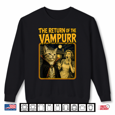 Sweatshirt Vintage The Return of the Vampurr Halloween Vampire Cat Shirt