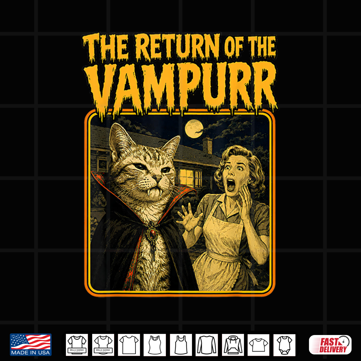 Vintage The Return Of The Vampurr Halloween Vampire Cat Shirt