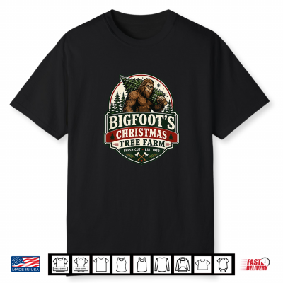 Bigfoot’S Christmas Tree Farm Funny Vintage Sasquatch Humor Shirt