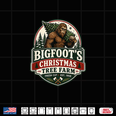 Design Bigfoots Christmas Tree Farm Funny Vintage Sasquatch Humor Shirt