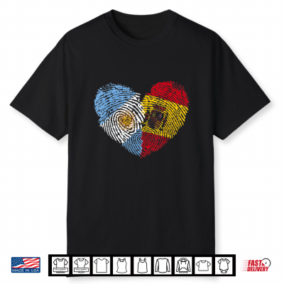 Half Spain Half Argentine Fingerprints Flags Spain Argentina Shirt