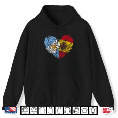 Hoodie Half Spain Half Argentine Fingerprints Flags Spain Argentina Shirt