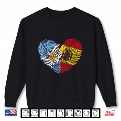 Sweatshirt Half Spain Half Argentine Fingerprints Flags Spain Argentina Shirt
