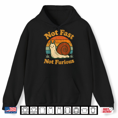 Hoodie Not Fast Not Furious Funny Snail Pace Funny Retro Sunset Shirt