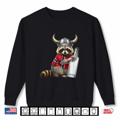 Sweatshirt Norway Raccoon Holding Bottle Norwegian Humor for Men Women Shirt