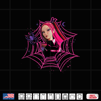 Design Kpop Demon Hunters Halloween Mira Spider Web Frame Portrait Shirt