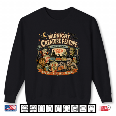 Retro 90S Vampire Frankenstein Midnight Creature Feature Shirt 2 Sweatshirt Retro 90s Vampire Frankenstein Midnight Creature Feature Shirt