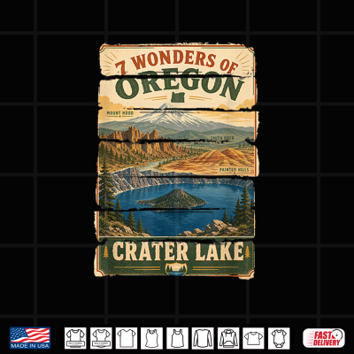 Design Oregon 7 Wonders Crater Lake Pacific Northwest Graphic Shirt
