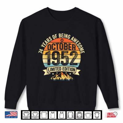 Vintage 74 Birthday Decorations Men 74Yr 1952 74Th Birthday Shirt 2 Sweatshirt Vintage 74 Birthday Decorations Men 74yr 1952 74th Birthday Shirt