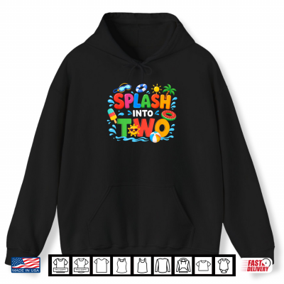Hoodie Splash Into Two 2nd Birthday Swimming Pool Party Shirt