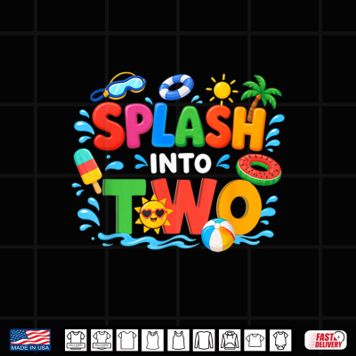 Design Splash Into Two 2nd Birthday Swimming Pool Party Shirt