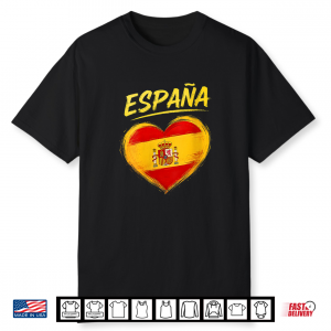 Women’S España Spain Flag Heart Soccer Football Spanish Pride V Neck Shirt