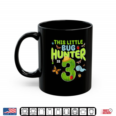 Mug This Little Bug Hunter is 3 Years Old Bug 3rd Birthday Party Shirt