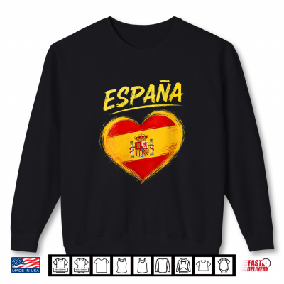 Sweatshirt Womens Espana Spain Flag Heart Soccer Football Spanish Pride V Neck Shirt