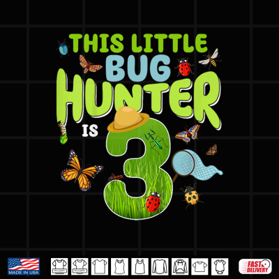 Design This Little Bug Hunter is 3 Years Old Bug 3rd Birthday Party Shirt