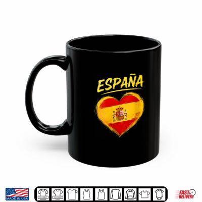 Mug Womens Espana Spain Flag Heart Soccer Football Spanish Pride V Neck Shirt