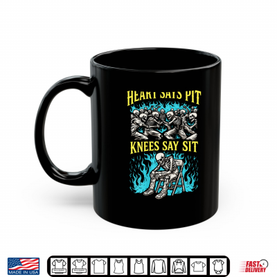 Mug Heart Says Pit Knees Say Sit Skeleton Shirt
