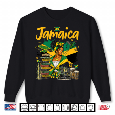 Jamaican Flag Outfit Idea For Girls & Jamaica Themed Shirt 2 Sweatshirt Jamaican Flag Outfit Idea for Girls Jamaica Themed Shirt