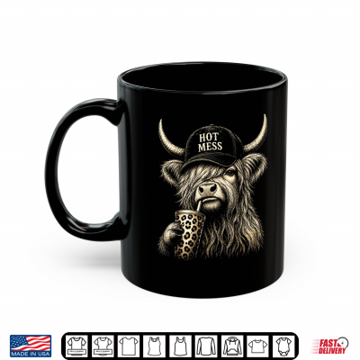 Hot Mess Highland Cow Funny Cute Coffee Lover Graphic Shirt 3 Mug Hot Mess Highland Cow Funny Cute Coffee Lover Graphic Shirt