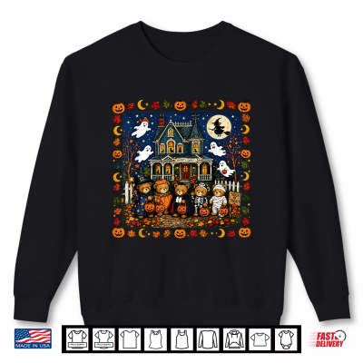 Retro Vintage 90S Ghosts Trick Or Treat Bears Haunted House Shirt 2 Sweatshirt Retro Vintage 90s Ghosts Trick or Treat Bears Haunted House Shirt