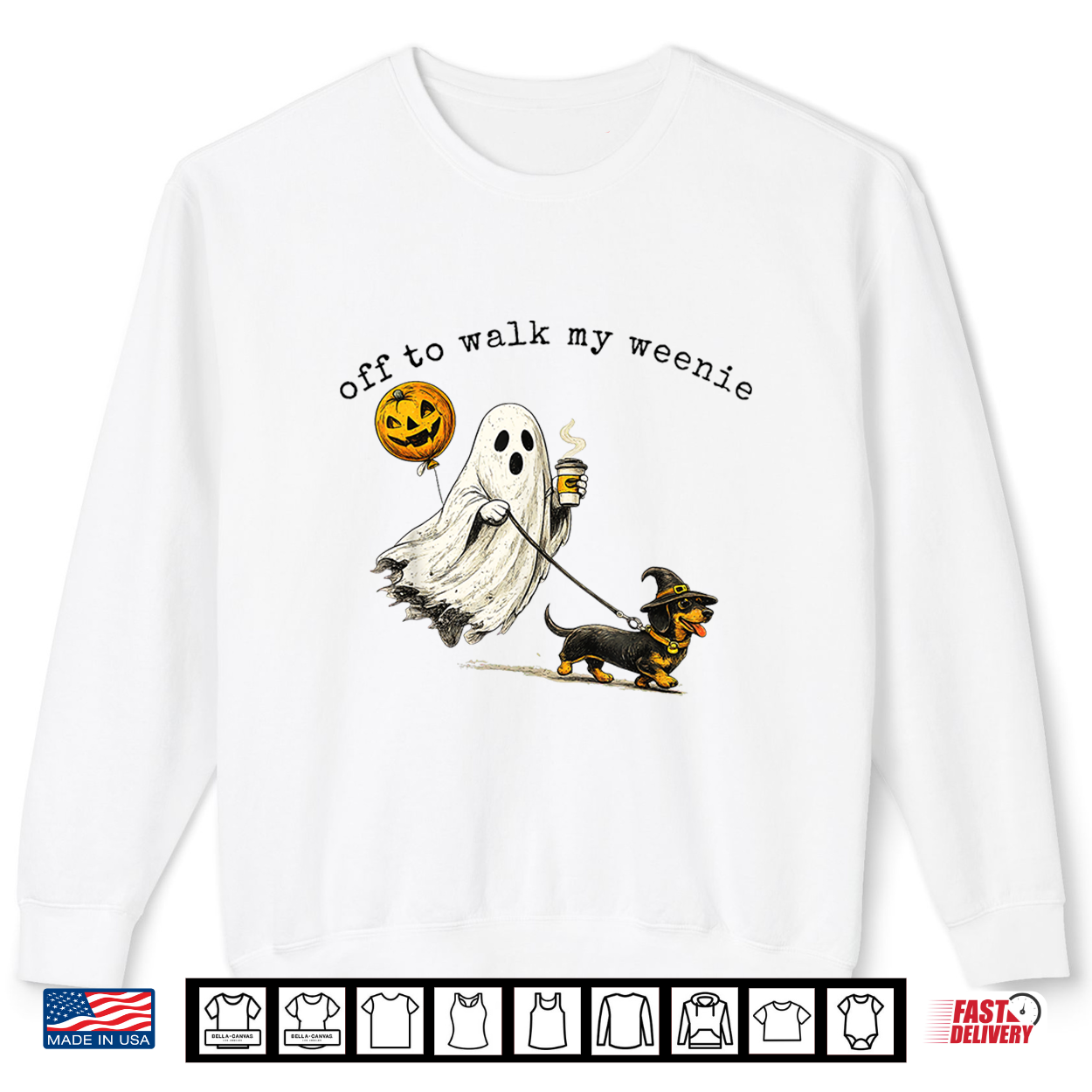 Off To Walk My Weenie Funny Dachshund Halloweenie Ghost Art Shirt Off To Walk My Weenie Funny Dachshund Halloweenie Ghost Art Shirt