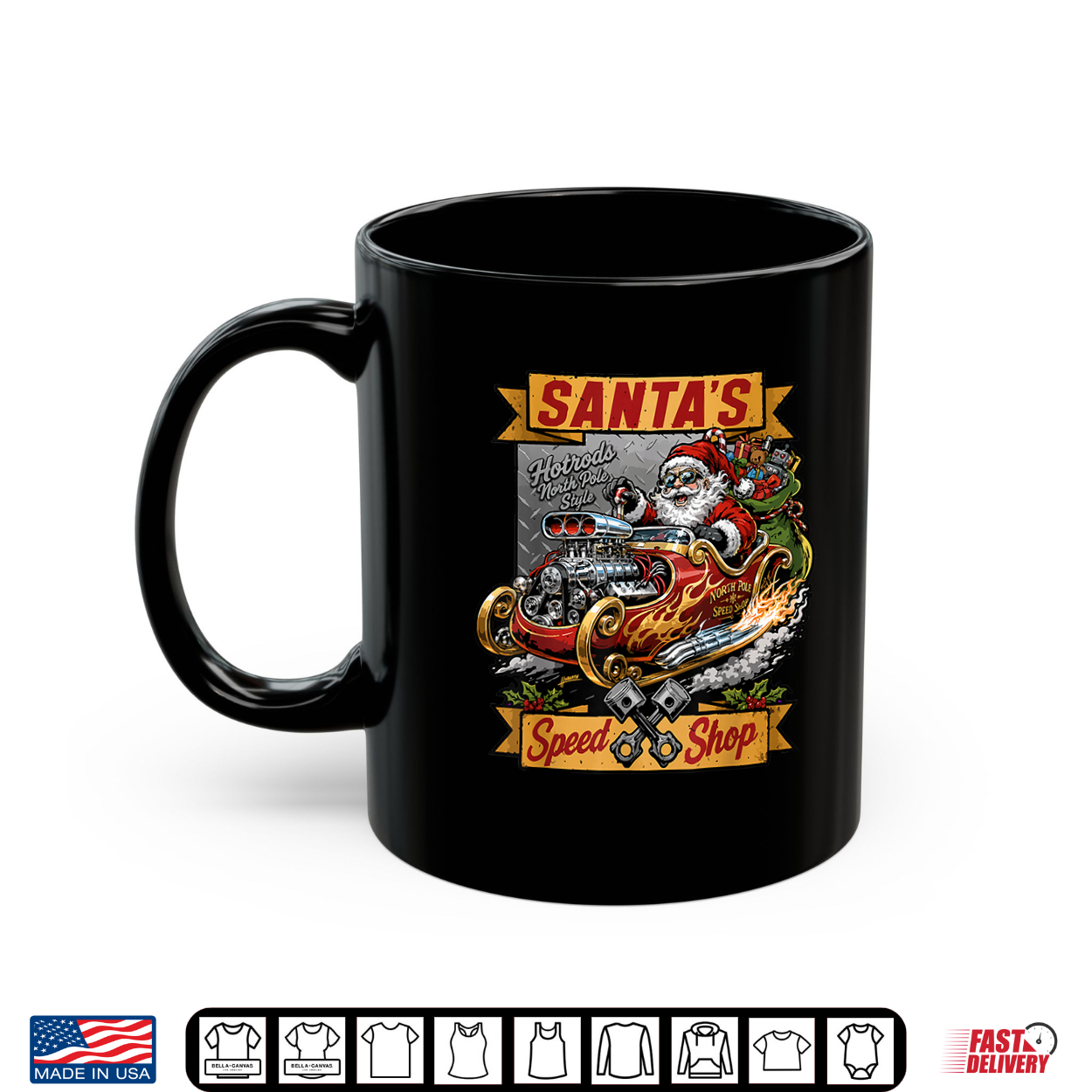 Hotrod Santa Speedshop North Pole Garage Christmas Shirt Hotrod Santa Speedshop North Pole Garage Christmas Shirt