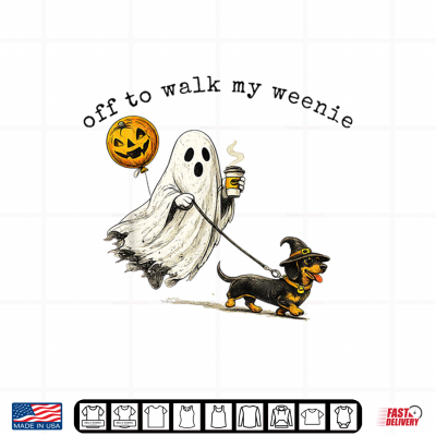 Off To Walk My Weenie Funny Dachshund Halloweenie Ghost Art Shirt 4 Design Off to Walk My Weenie Funny Dachshund Halloweenie Ghost Art Shirt