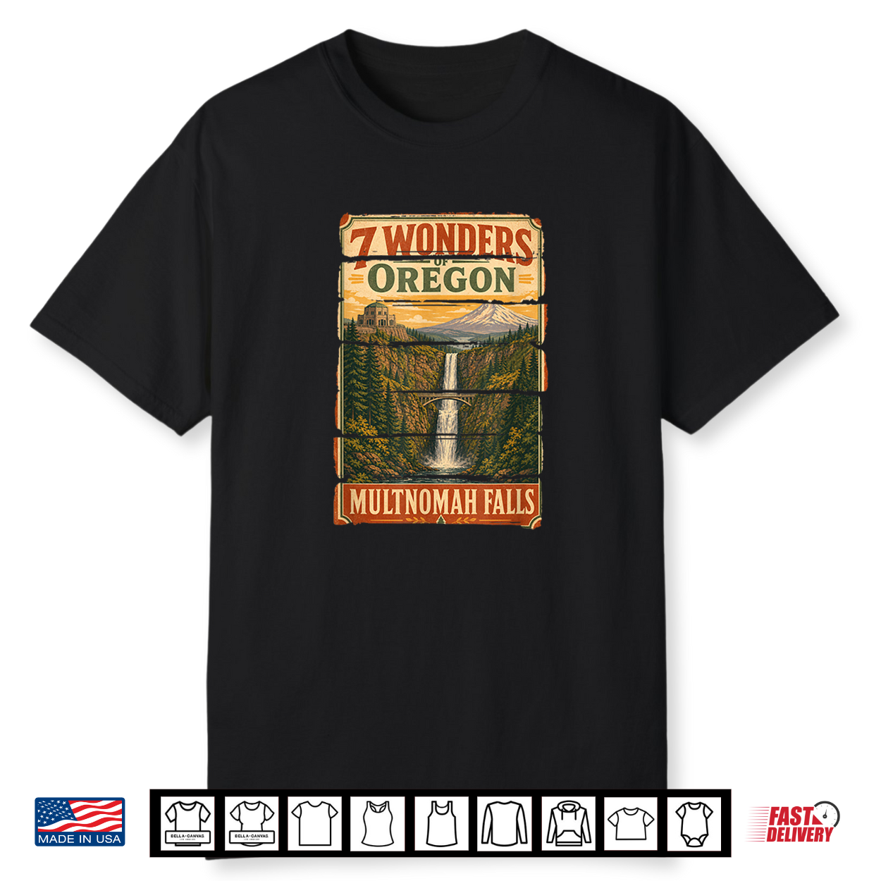 Oregon 7 Wonders Multnomah Falls Pacific Northwest Graphic Shirt Oregon 7 Wonders Multnomah Falls Pacific Northwest Graphic Shirt