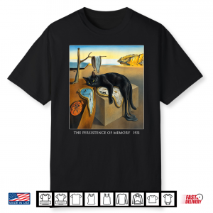 Persistence Of Memory Black Cat Melting Clock Art Shirt