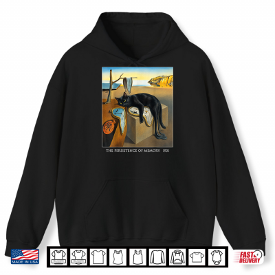 Persistence Of Memory Black Cat Melting Clock Art Shirt 1 Hoodie Persistence of Memory Black Cat Melting Clock Art Shirt