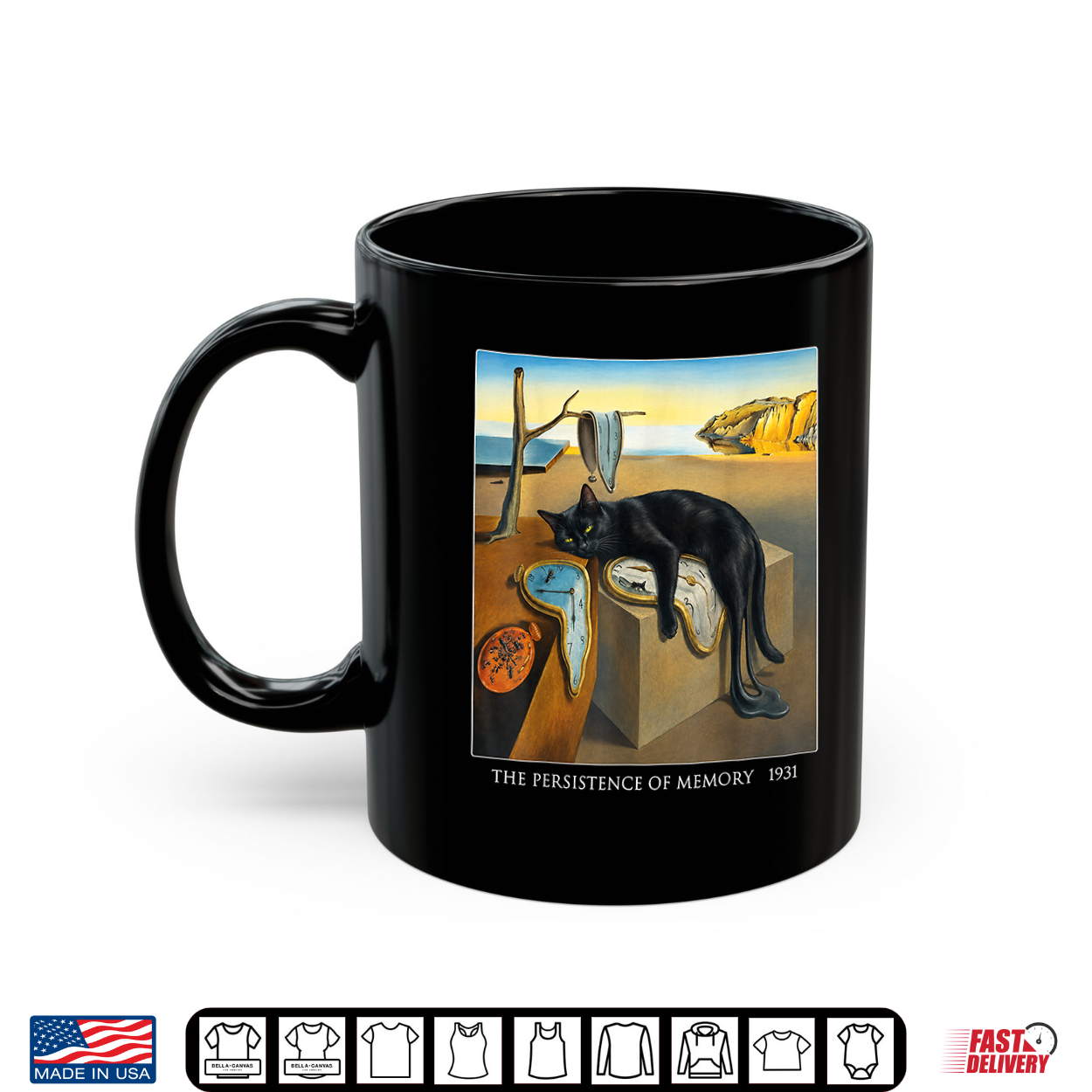 Persistence Of Memory Black Cat Melting Clock Art Shirt Persistence Of Memory Black Cat Melting Clock Art Shirt