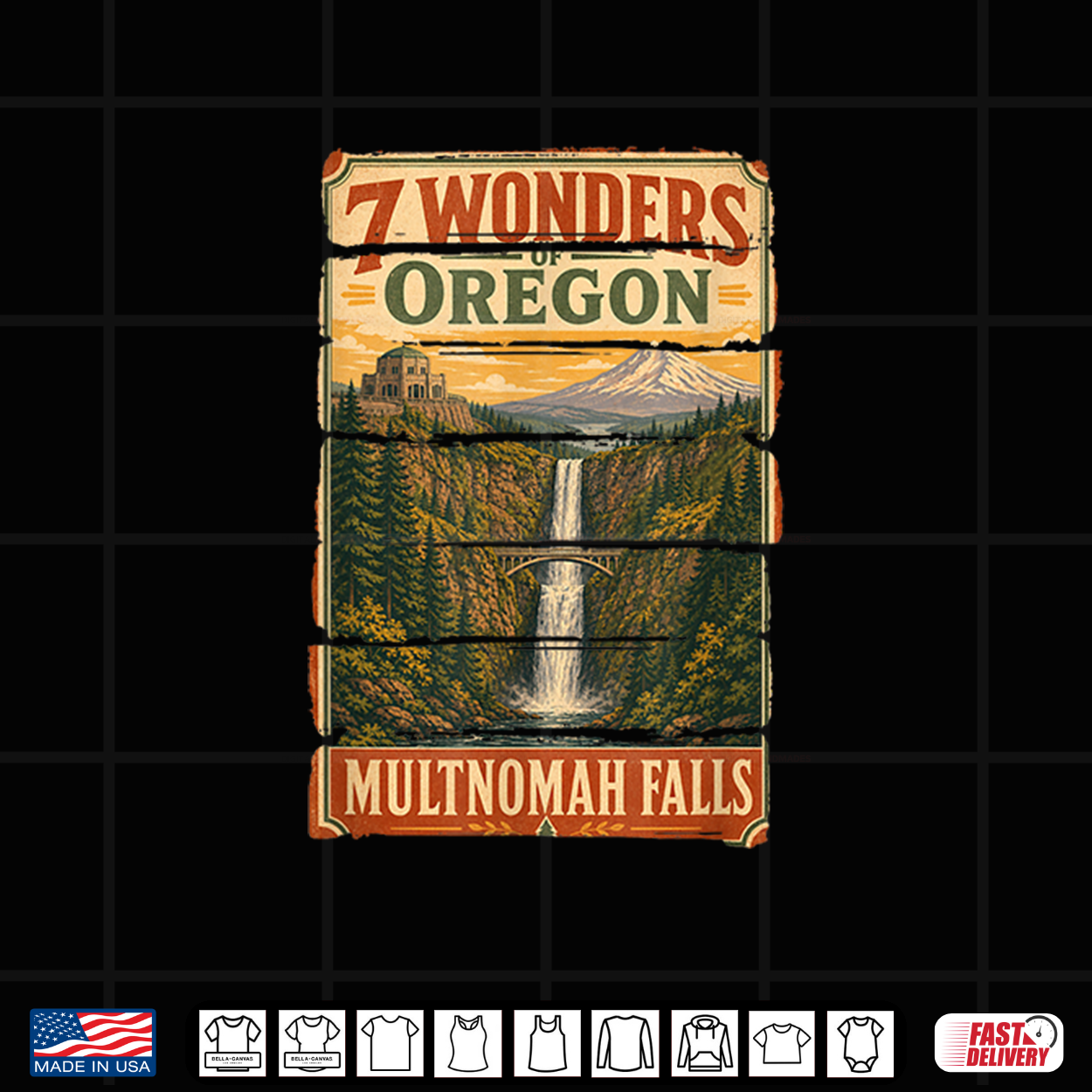 Oregon 7 Wonders Multnomah Falls Pacific Northwest Graphic Shirt Oregon 7 Wonders Multnomah Falls Pacific Northwest Graphic Shirt