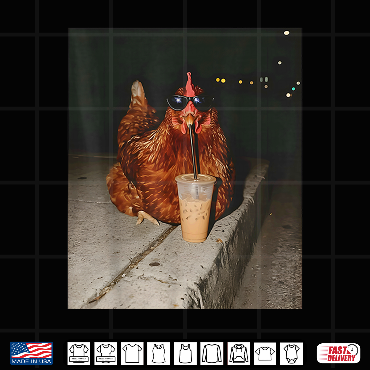 Chicken Drinking Iced Coffee Funny Chicken Lover Farmer Shirt Chicken Drinking Iced Coffee Funny Chicken Lover Farmer Shirt