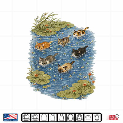 Swimming Cats In Pond Shirt 4 Design Swimming Cats in Pond Shirt